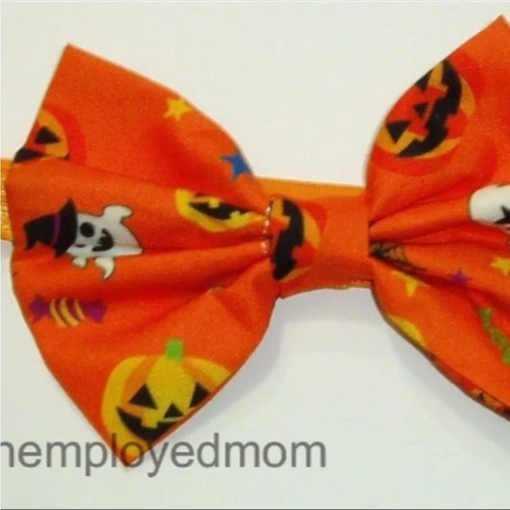 Orange Ghost Halloween Bow Headband Baby Girls Hair Accessories Headwrap